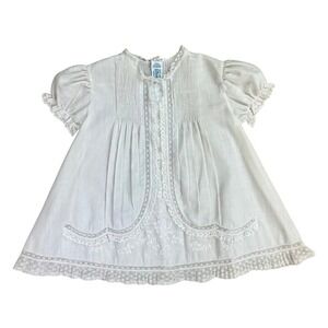 Vintage Feltman Brothers Heirloom Dress and Slip Hand Embroidered Lace 0-3 M